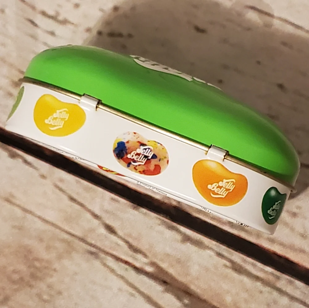 Jelly Belly jellybean tin green and white Small